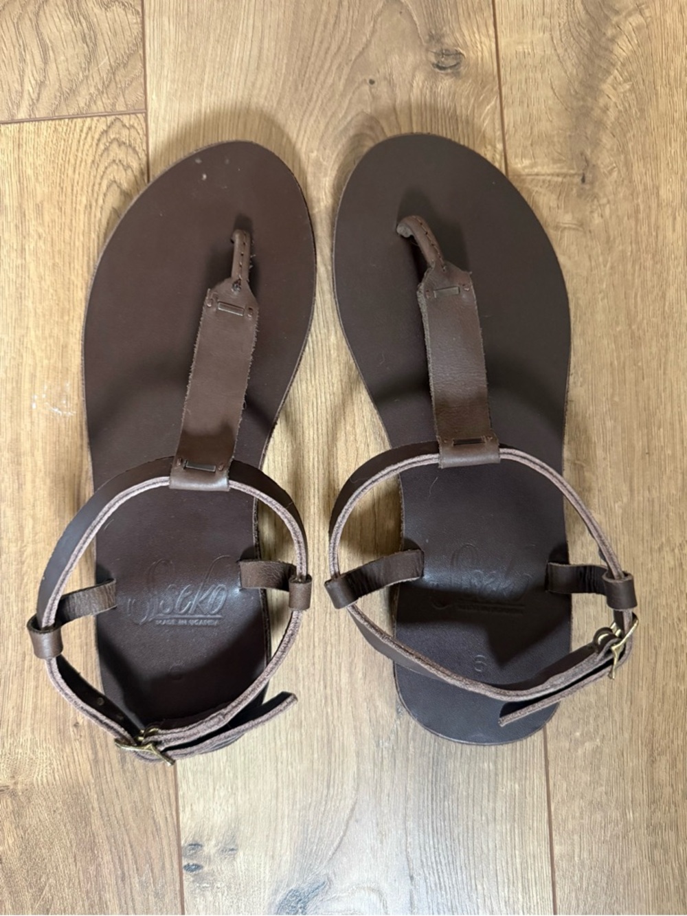 Sseko Espresso Brown T-Strap Sandals